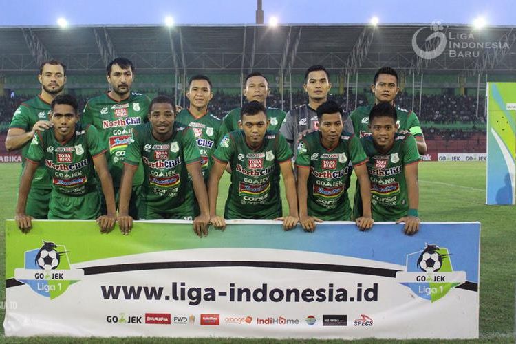 Starter PSMS Medan saat menghadapi Sriwijaya FC, 18 Mei 2018.