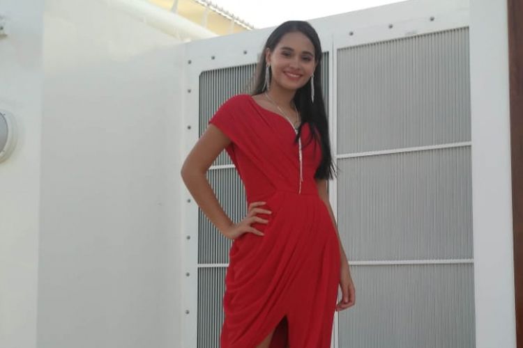 Aurora Ribero usai acara red carpet film Asal Kau Bahagia di Genting Dream Cruise, Port Klang, Malaysia, Kamis (20/12/2018).