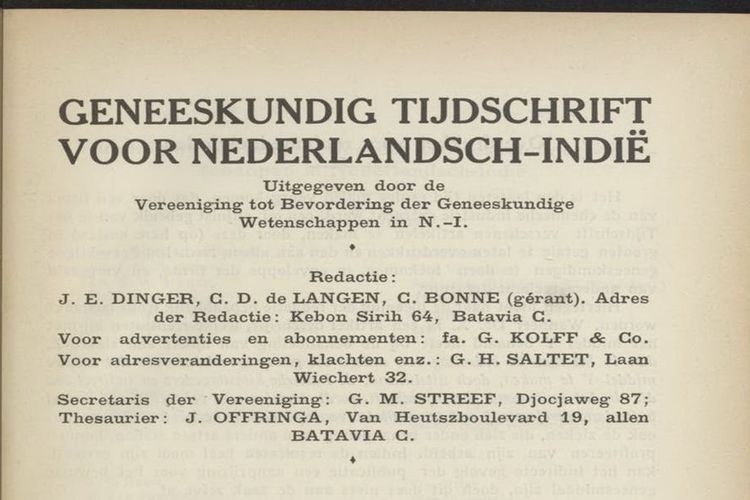 Jurnal Kedokteran Hindia Belanda (Geneeskundig Tijdschrift voor Nederlandsch Indië)