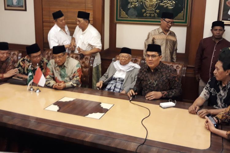 Ketua Umum Majelis Ulama Indonesia (MUI) Maruf Amin di Kantor PBNU Jakarta Pusat, Kamis (9/8/2018).