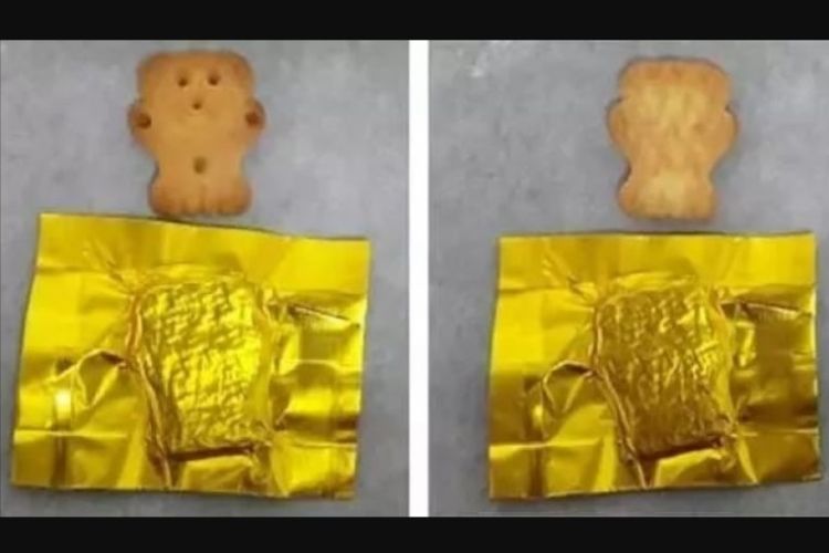 Biskuit berbentuk beruang yang disita dari seorang tersangka kriminal di China. Setelah diteliti di dalam biskuit terkandung zat psikotropika terlarang.
