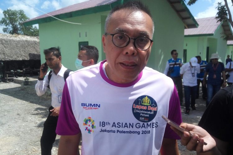 Direktur PT Garam (Persero) Budi Sasongko saat diwawancarai di Kupang, NTT, Selasa (14/8/2018).