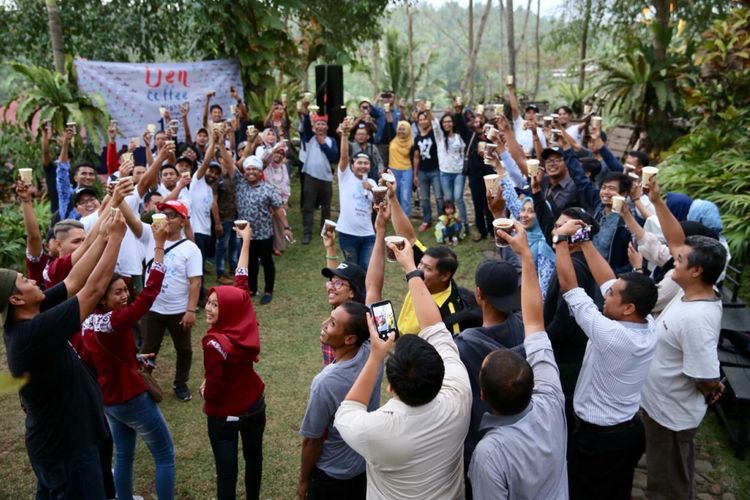 Perayaan hari Kopi Internasional di Banyuwangi, Jawa Timur, Senin (1/10/2018).