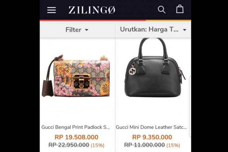 Tas Gucci di marketplace Zilingo