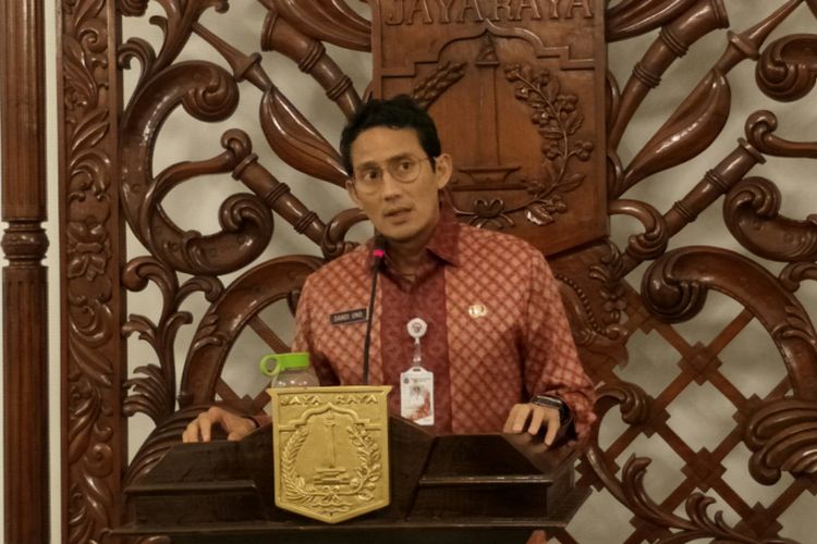 Wakil Gubernur DKI Jakarta Sandiaga Uno di Balai Kota DKI Jakarta, Jalan Medan Merdeka Selatan, Kamis (18/1/2018).