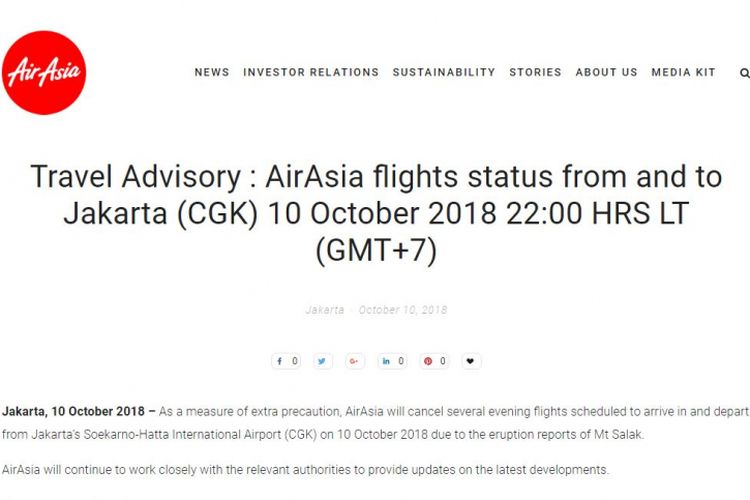 
AirAsia mengumumkan pembatalan sejumlah jadwal penerbangan menuju dan dari Bandara Soekarno-Hatta, Jakarta.