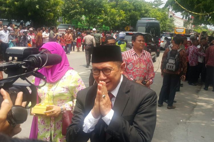 Menteri Agama Lukman Hakim Saifuddin menghadiri pernikahan Kahiyang Ayu dengan Muhammad Bobby Afif Nasution di Gedung Graha Saba Buana, Solo, Jawa Tengah, Rabu (8/11/2017). 
