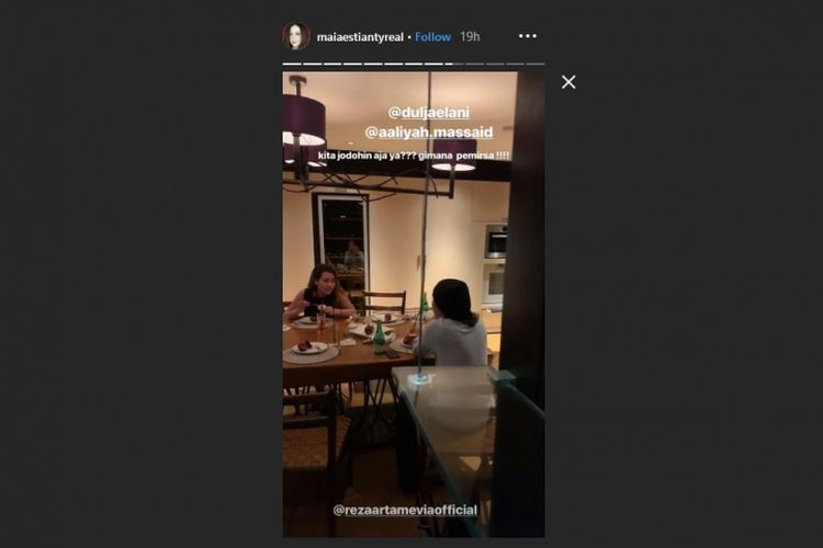 Dul Jaelani dan Aaliyah Massaid dalam Instagram Story Maia Estianty.