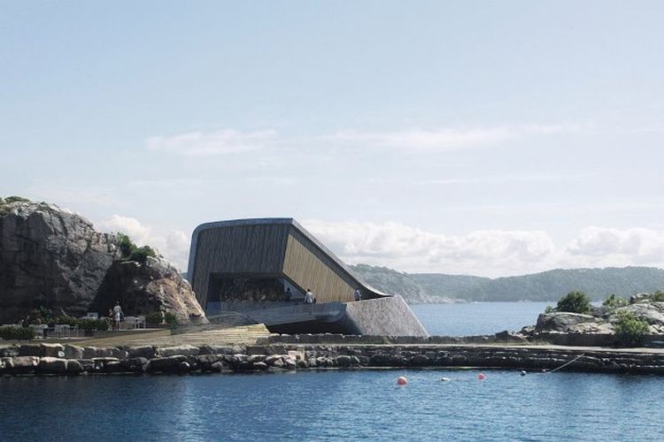 Inilah pintu masuk ke restoran bawah laut yang akan mulai dibangun di Norwegia tahun depan.