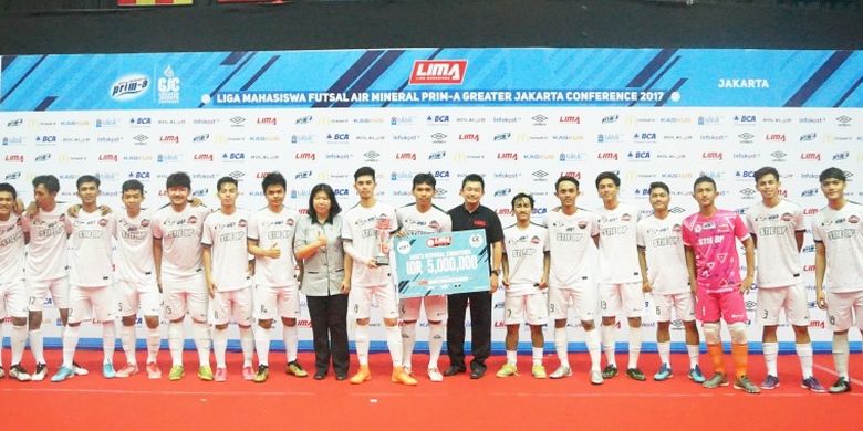 ekolah Tinggi Ilmu Ekonomi Bhakti Pembangunan (STIE BP) tampil sebagai juara baru kompetisi Liga Mahasiswa (LIMA) Futsal Air Mineral Greater Jakarta Conference 2017 setelah menunndukkan Universitas Gunadarma  dengan skor 7-4 (4-2), Sabtu (22/7).