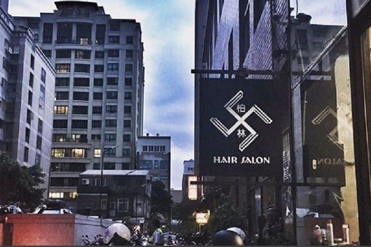 Inilah logo mirip Swastika di Berlin Hair Salon Taiwan yang menuai kontroversi.