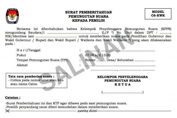 Bukan Syarat Wajib, Pemilih Tanpa C6 Tetap Bisa Nyoblos ...