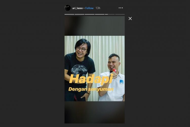 Ari Lasso menuliskan pesan untuk Ahmad Dhani lewat Instagram Story, Selasa (29/1/2019).