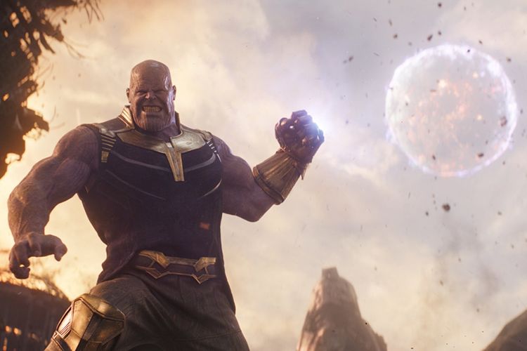 Thanos, karakter antagonis yang diperankan aktor Josh Brolin dalam film Avengers: Infinity War keluaran Disney-Marvel Studios.