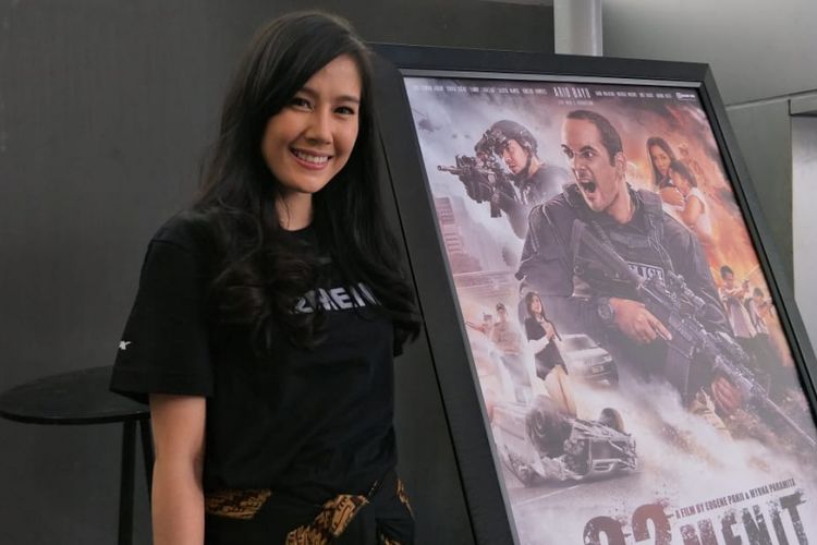 Ardina Rasti saat ditemui usai jumpa pers peluncuran poster dan trailer film 22 Menit di Gandaria City, Kebayoran Lama,  Jakarta Selatan,  Kamis (7/6/2018).