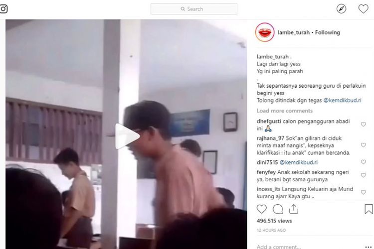 Video siswa sekolah yang sedang merokok dan menantang guru kelas, yang beredar di media sosial.