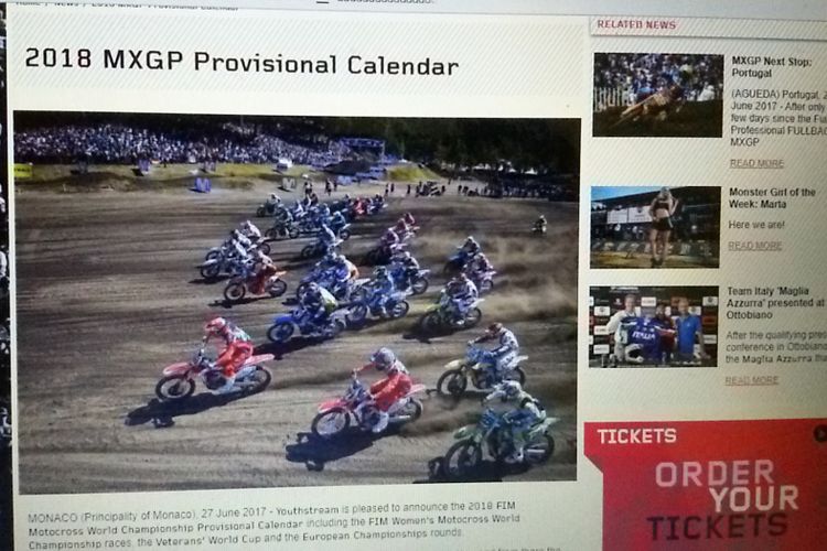 Kalender MXGP/MX2 2018 yang diambil dari laman mxgp.com.