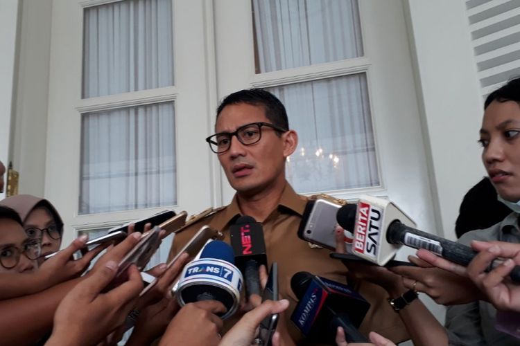 Wakil Gubernur DKI Jakarta Sandiaga Uno di Balai Kota DKI Jakarta, Jalan Medan Merdeka Selatan, Senin (22/1/2018).