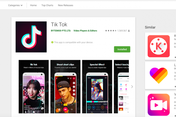 Aplikasi Tik Tok di Google Play Store