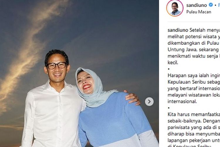 Sandiaga Uno bersama istrinya, Nur Asia