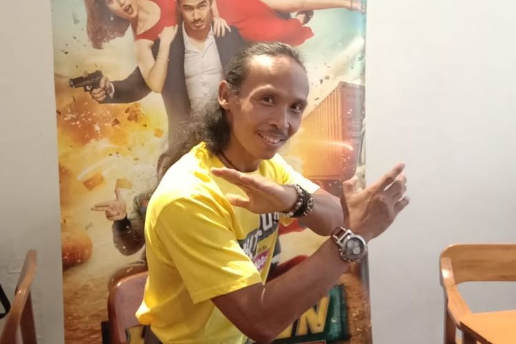 Yayan Ruhian menghadiri buka puasa bersama dengan para pemain film Hit & Run di Lewis & Carroll di Kebayoran Baru, Jakarta Selatan, Senin (20/5/2019).