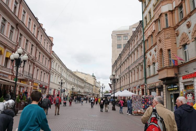 Kawasan Kota Lama Arbat, Moskwa, Rusia.