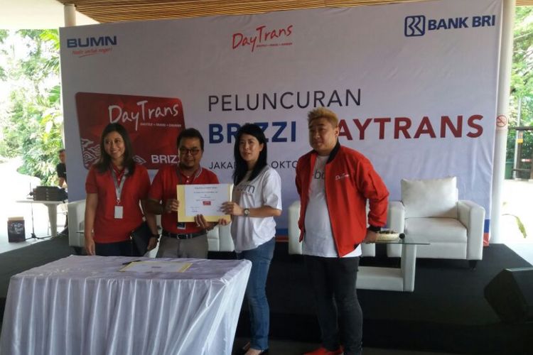 Peluncuran Kartu BRIZZI Daytrans di Waterboom Jakarta, Rabu (11/10/2017).