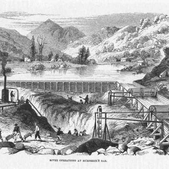 Mencari emas di bawah sungai, di California. (Public Domain/Wikipedia)
