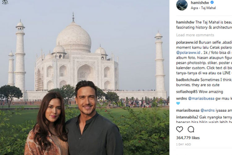 Hamish Daud dan Raisa liburan ke Taj Mahal