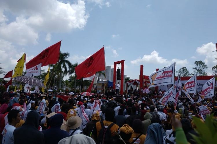 Suasana kampanye capres nomor urut 01 Joko Widodo di Kubu Raya, Kalimantan Barat, Rabu (27/3). (Andilala) 