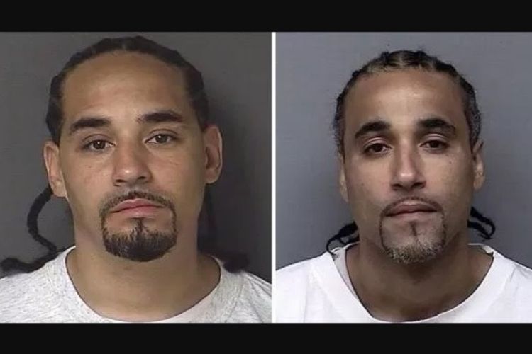 Richard Jones (kanan) yang dipenjara 17 tahun atas kejahatan yang tidak dilakukannya, sekilas tampak mirip dengan Ricky Amos (kiri), pelaku kejahatan yang sebenarnya.