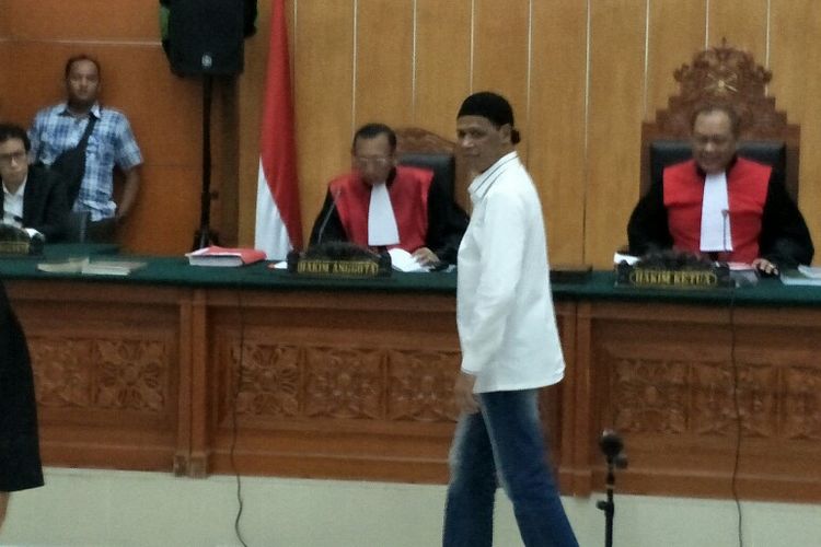 Terdakwa kasus penguasaan lahan PT Nila Alam, Hercules dalam sidang perdana di Pengadilan Negeri Jakarta Barat pada Rabu (16/1/2019).