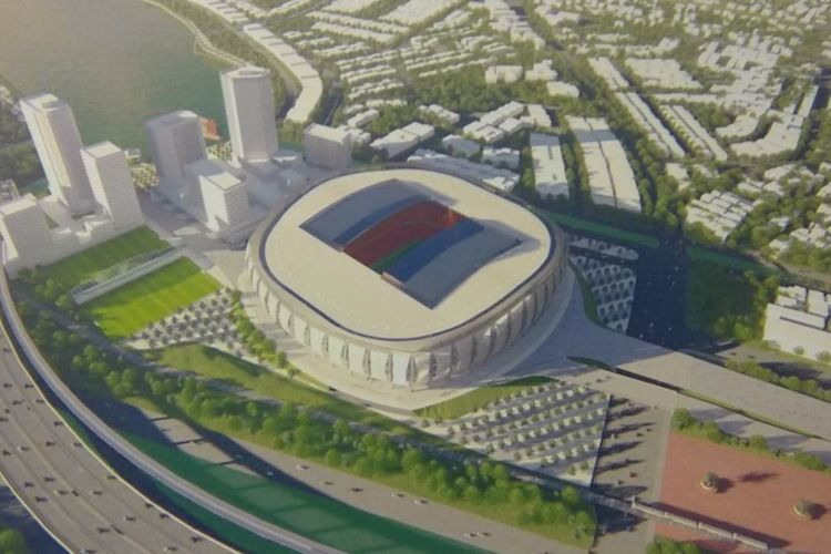 Rancangan Jakarta International Stadium yang segera dibangun di Taman BMW, Jakarta Utara.