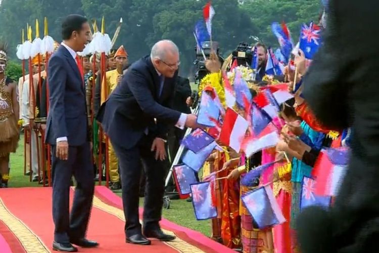 Presiden Joko Widodo, Jumat (31/8/2018)  sore, menerima kunjungan kenegaraan Perdana Menteri Australia Scott Morrison di Istana Kepresidenan Bogor.