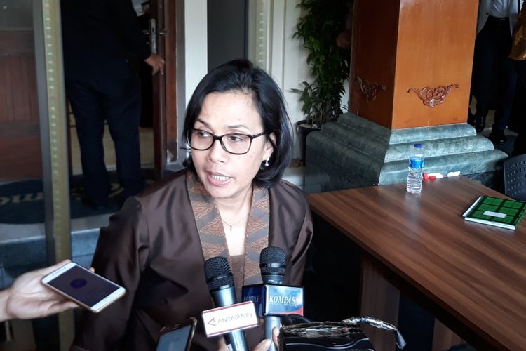 Menteri Keuangan Sri Mulyani di Kantor Kemenko Polhukam, Jakarta, Selasa (27/2/2018).