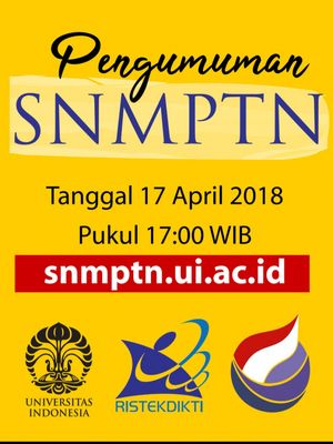 Tidak berselang lama, Universitas Indonesia langsung mengumumkan mahasiswa baru dari jalur SNMPTN 2018