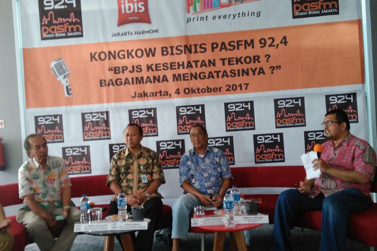 Acara Kongkow Bisnis Pas FM dengan tema BPJS Kesehatan Tekor, Bagaimana Mengatasinya? di Hotel Ibis, Jakarta, Rabu (4/10/2017).