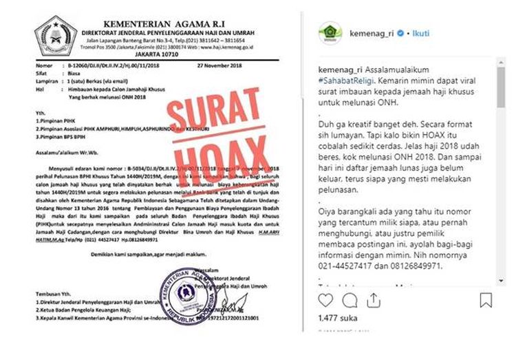 Beredar surat edaran yang meminta calon jemaah haji khusus untuk melunasi ongkos naik haji (ONH) kepada Badan Penyelenggara Ibadah Haji.