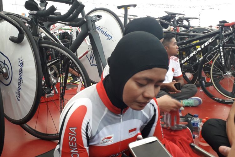 Atlet paracycling putri Indonesia, Sri Sugiyanti saat ditemui usai mengikuti perlombaan Asian Track Championships di Jakarta International Velodrome, Rawamagun, Jakarta Timur, Jumat (11/1/2019).