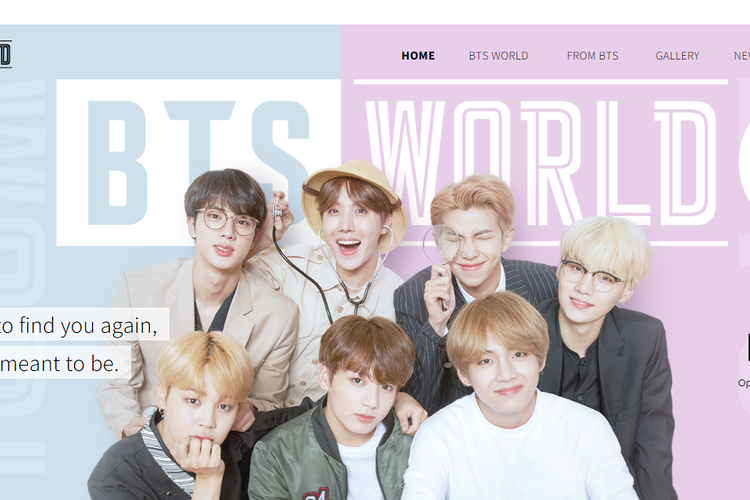 Laman awal pre-registrasi aplikasi BTS World