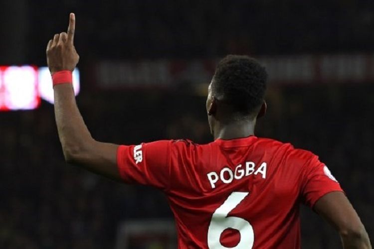 Paul Pogba merayakan golnya pada pertandingan Manchester United vs Bournemouth dalam lanjutan Liga Inggris di Stadion Old Trafford, 30 Desember 2018. 