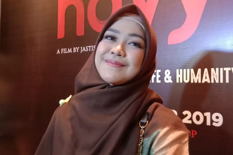 Ria Ricis saat menghadiri screening film Hayya: The Power of Love di XXI Epicentrum, Kuningan, Jakarta Selatan, Minggu sore (8/9/2019).