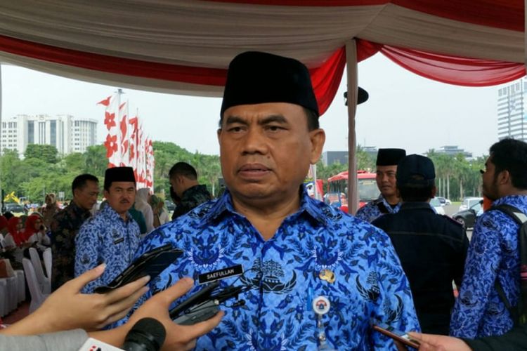 Sekretaris Daerah DKI Jakarta Saefullah di kawasan Monas, Jakarta Pusat, Rabu (26/12/2018).
