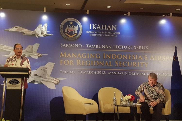 Chappy Hakim saat berbicara di depan Forum Ikatan Alumni Pertahanan Indonesia Australia - Sarsono Tambunan Lecture Series, Selasa (13/3/2018).