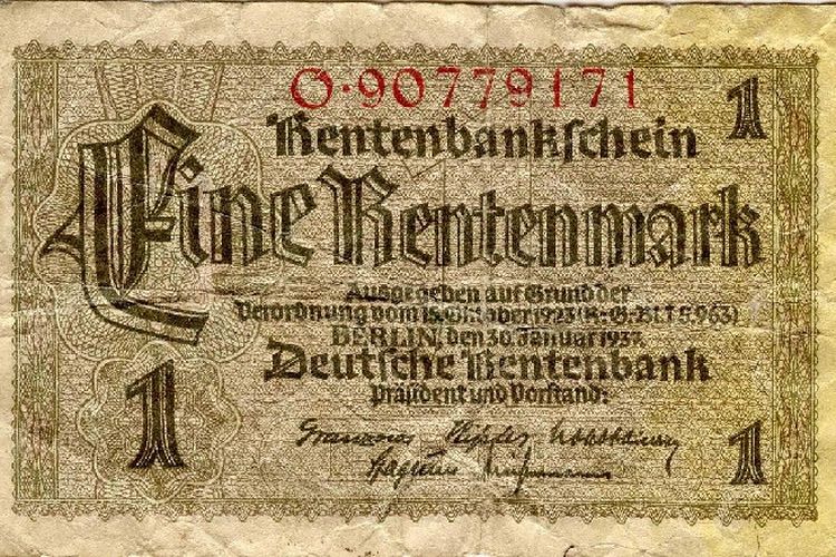 Rentenmark, mata uang baru yang diperkenalkan pemerintah Jerman untuk menanggulangi krisis ekonomi pada 1923.