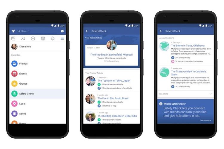 Facebook bikin tab khusus Safety Check