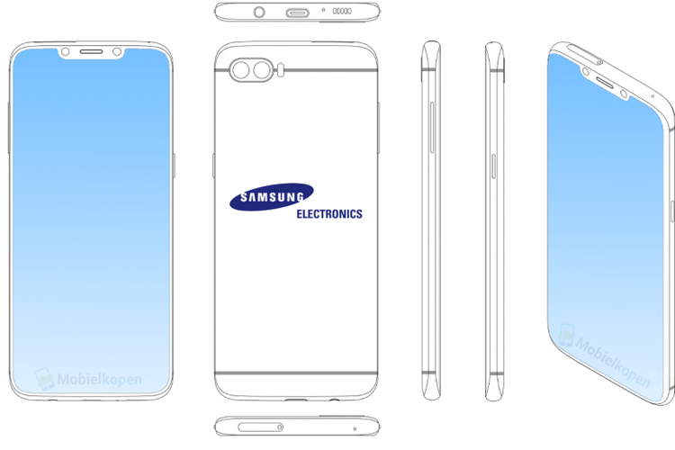 Samsung mengajukan hak paten untuk membuat ponsel dengan desain berponi alias memiliki takik. Desain ini menyerupai iPhone X. 