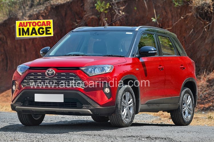 Render Suzuki Vitara Brezza dengan emblem Toyota.