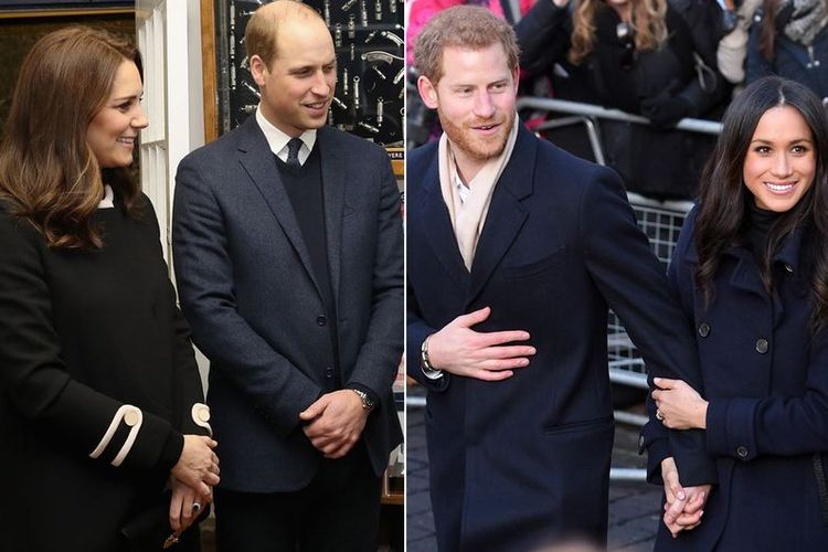 Pangeran William dan Kate Middleton, serta Pangeran Harry dan Meghan Markle.