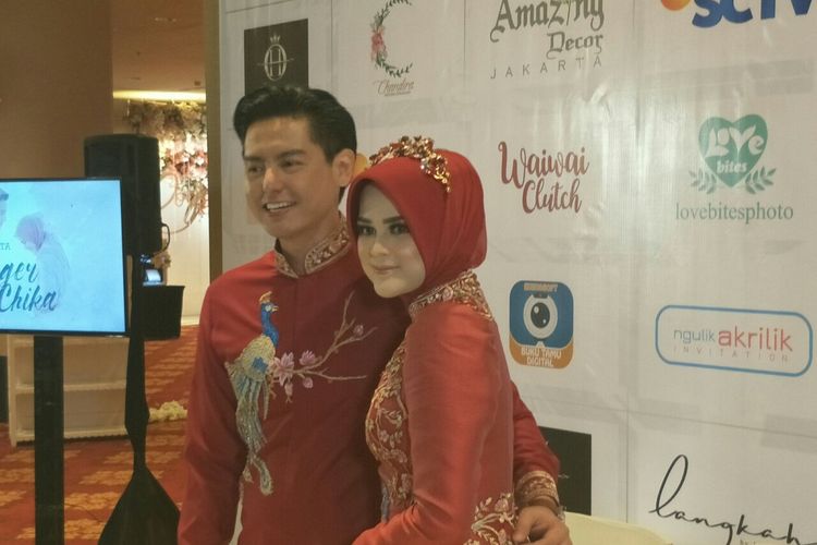 Roger Danuarta dan Cut Meyriska jelang resepsi pernikahan di Ritz Carlton, SCBD, Jakarta Selatan, Minggu (25/8/2019).